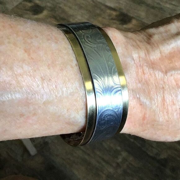 Bracelet, Brass Mixed Metals Bracelet Cuff, Aluminum, Handmade, NEW, Artisan - Picture 5 of 5